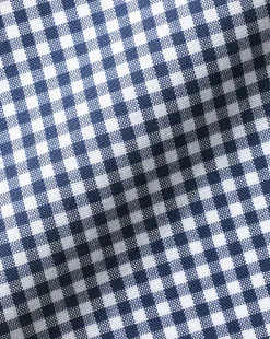 Best Charles Tyrwhitt Button-Down Collar Non-Iron Stretch Mini Gingham Short Sleeve Shirt - French Blue