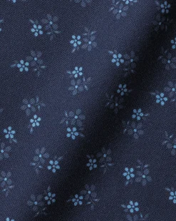 Shop Charles Tyrwhitt Button-Down Collar Non-Iron Ditsy Floral Print Shirt - Navy
