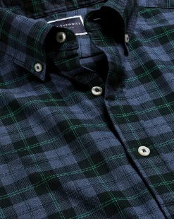 Outlet Charles Tyrwhitt Button-Down Collar Non-Iron Twill Overcheck Shirt - Green
