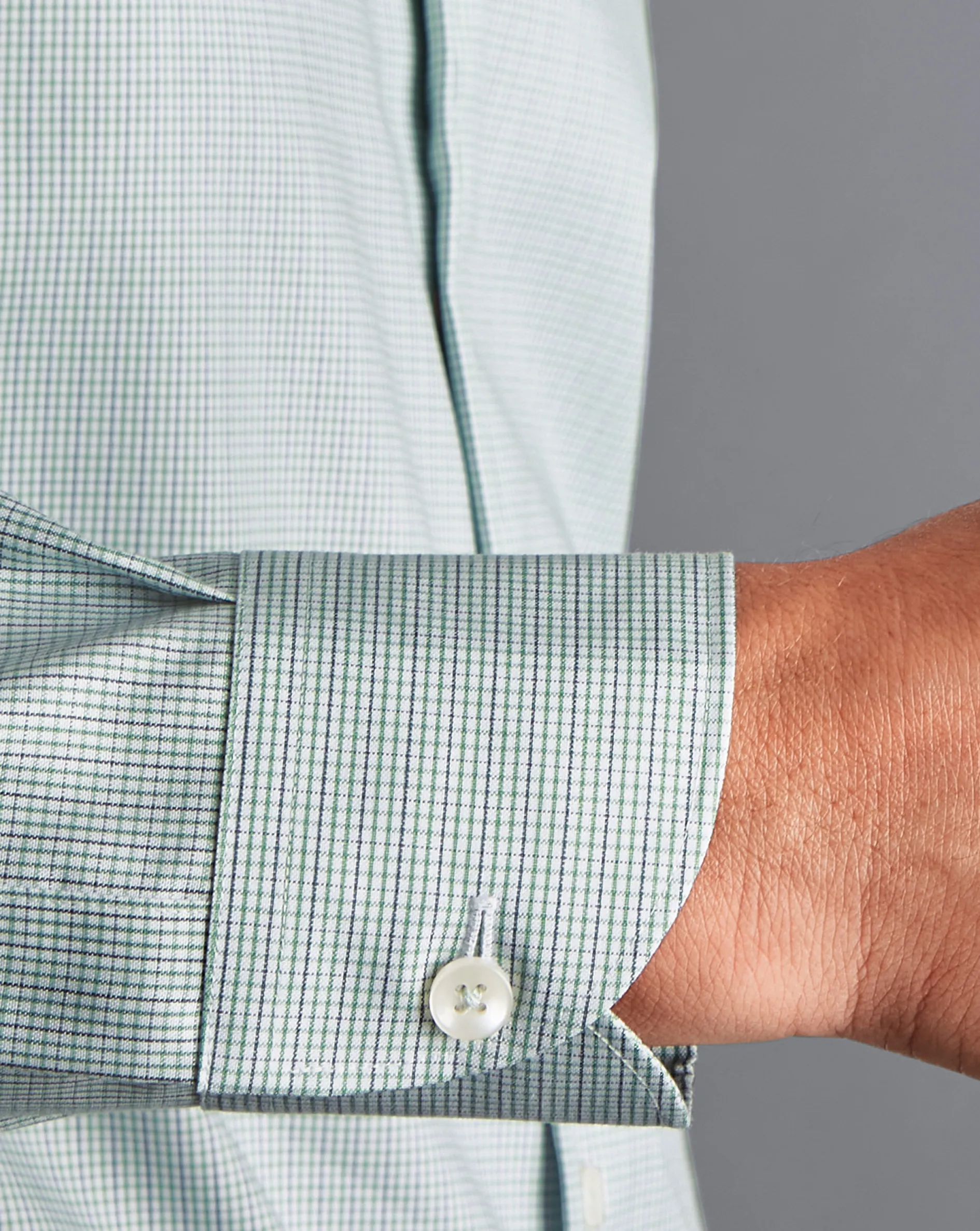 Fashion Charles Tyrwhitt Button-Down Collar Non-Iron Check Shirt - Pale Teal Green