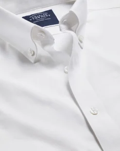 Outlet Charles Tyrwhitt Button-Down Collar Non-Iron Stretch Oxford Shirt - White