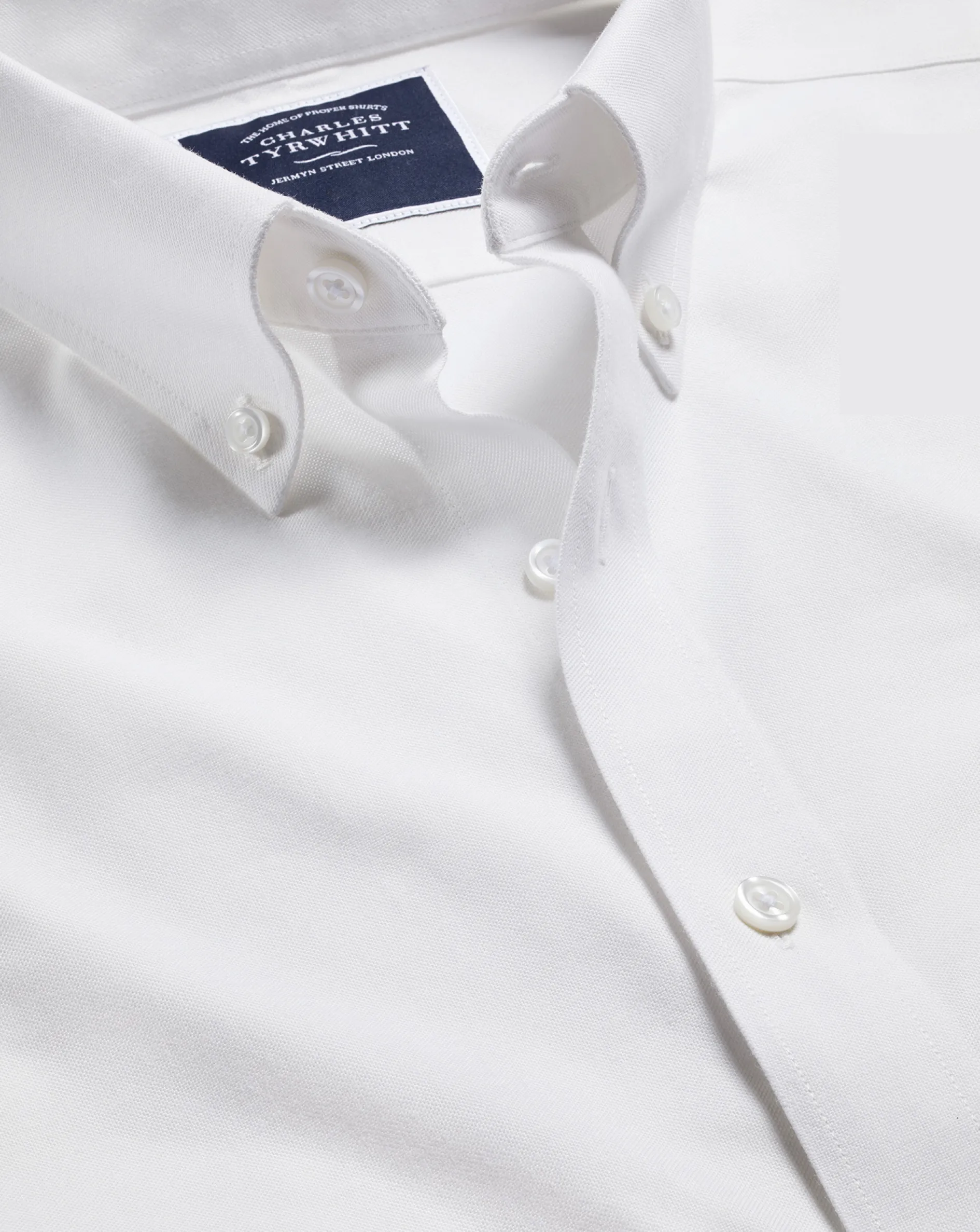 Outlet Charles Tyrwhitt Button-Down Collar Non-Iron Stretch Oxford Shirt - White