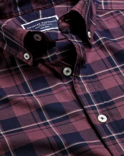 Store Charles Tyrwhitt Button-Down Collar Non-Iron Twill Windowpane Check Shirt - Blackberry Purple