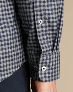 Cheap Charles Tyrwhitt Button-Down Collar Non-Iron Twill Gingham Shirt - Grey