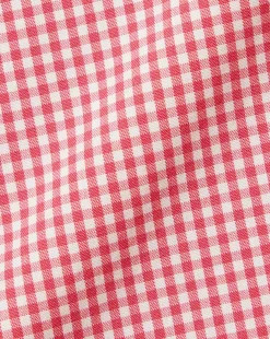 Online Charles Tyrwhitt Button-Down Collar Non-Iron Stretch Poplin Mini Gingham Short Sleeve Shirt - Bright Pink