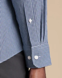 Flash Sale Charles Tyrwhitt Button-Down Collar Non-Iron Stretch Poplin Mini Gingham Check Shirt - French Blue