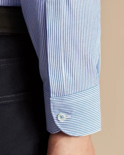 Discount Charles Tyrwhitt Button-Down Collar Non-Iron Stripe Shirt - Cobalt Blue