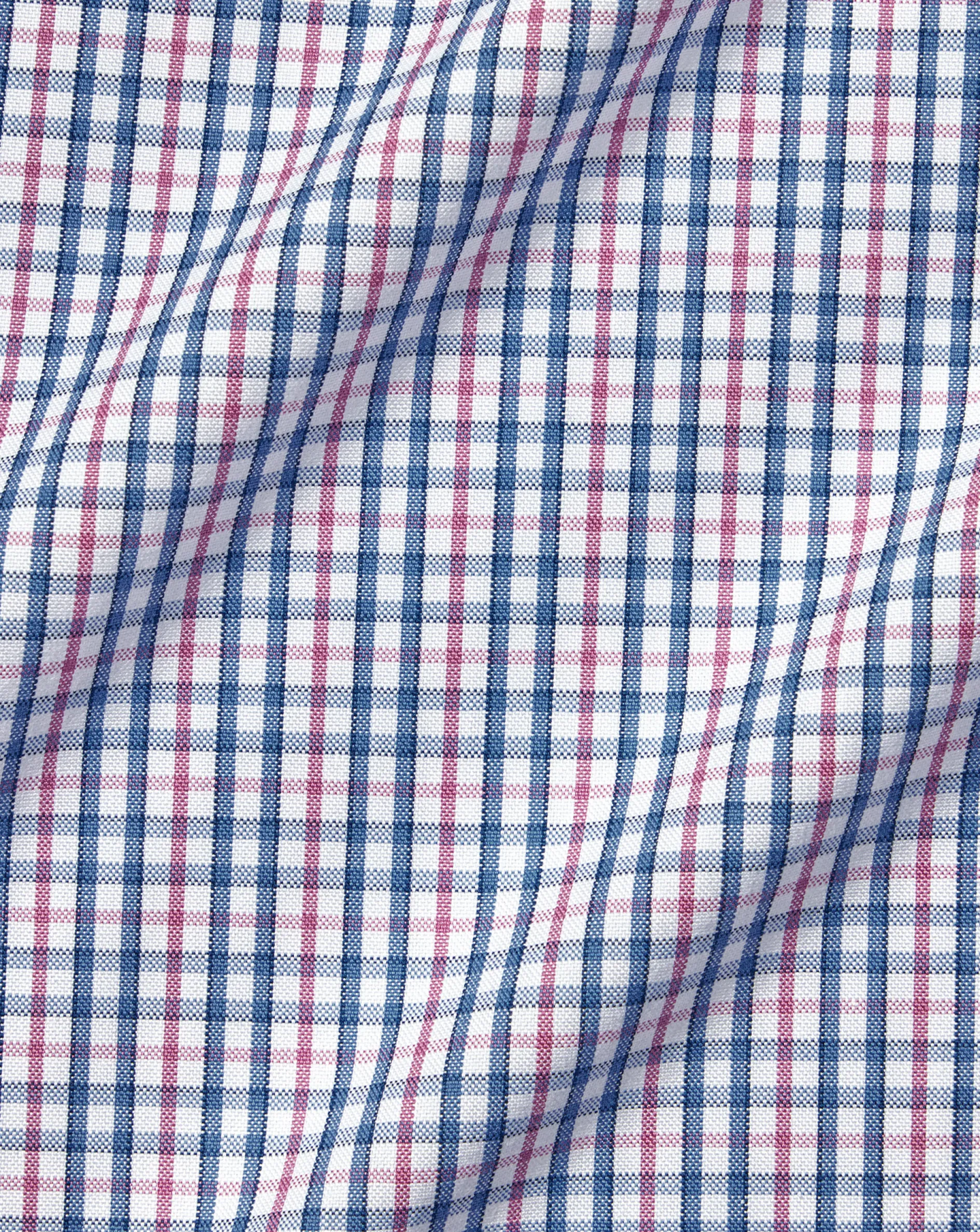 Store Charles Tyrwhitt Button-Down Collar Non-Iron Oxford Multi Check Shirt - Dark Pink