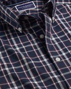 Online Charles Tyrwhitt Button-Down Collar Non-Iron Stretch Poplin Check Shirt - Red