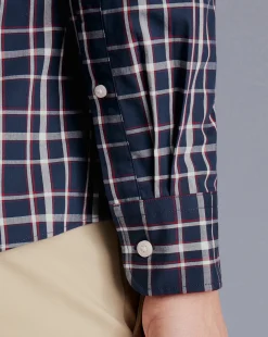Online Charles Tyrwhitt Button-Down Collar Non-Iron Stretch Poplin Check Shirt - Red