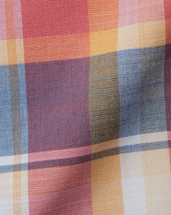 Hot Charles Tyrwhitt Button-Down Collar Non-Iron Stretch Poplin Slub Multi Check Short Sleeve Shirt - Burnt Orange