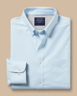 Store Charles Tyrwhitt Button-Down Collar Non-Iron Stretch Oxford Shirt - Blue Sky