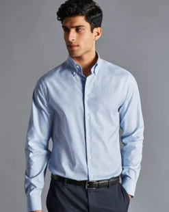 Best Sale Charles Tyrwhitt Button-Down Collar Non-Iron Check Shirt - Sky Blue