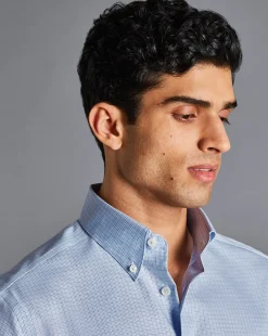 Best Sale Charles Tyrwhitt Button-Down Collar Non-Iron Check Shirt - Sky Blue