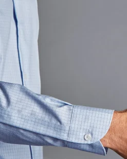 Best Sale Charles Tyrwhitt Button-Down Collar Non-Iron Check Shirt - Sky Blue