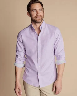 Discount Charles Tyrwhitt Button-Down Collar Non-Iron Stretch Oxford Shirt - Lavender Purple