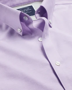 Discount Charles Tyrwhitt Button-Down Collar Non-Iron Stretch Oxford Shirt - Lavender Purple