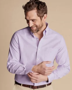 Discount Charles Tyrwhitt Button-Down Collar Non-Iron Stretch Oxford Shirt - Lavender Purple
