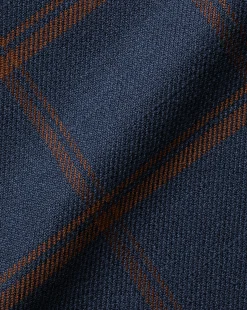 Cheap Charles Tyrwhitt Button-Down Collar Non-Iron Twill Windowpane Check Shirt - Rust & Navy Rust & Navy