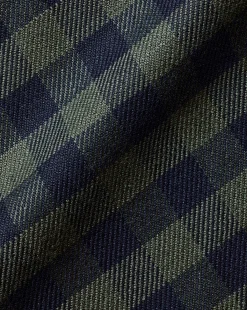 Cheap Charles Tyrwhitt Button-Down Collar Non-Iron Twill Gingham Shirt - Green Olive