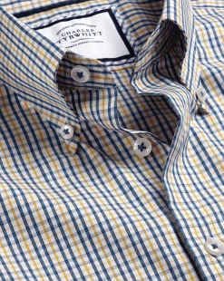 Best Sale Charles Tyrwhitt Button-Down Collar Non-Iron Oxford Multi Check Shirt - Mustard Yellow