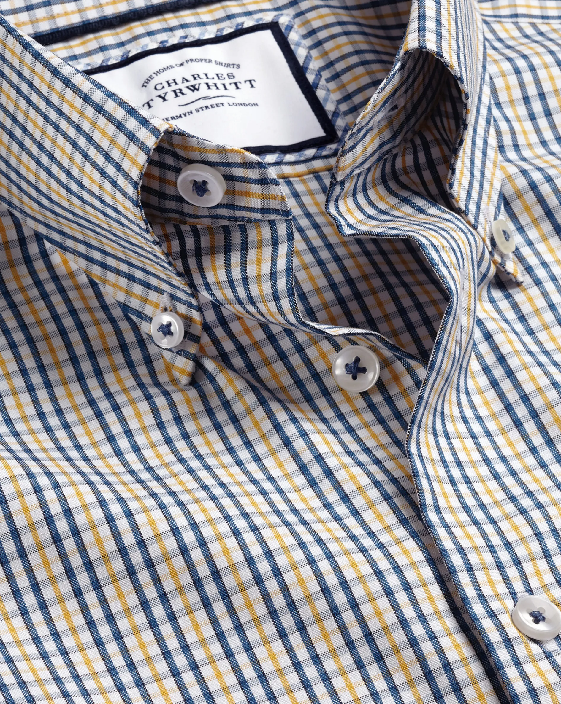Best Sale Charles Tyrwhitt Button-Down Collar Non-Iron Oxford Multi Check Shirt - Mustard Yellow