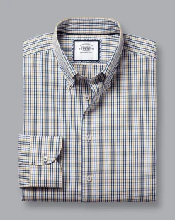 Best Sale Charles Tyrwhitt Button-Down Collar Non-Iron Oxford Multi Check Shirt - Mustard Yellow