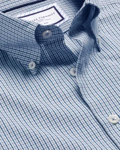 Cheap Charles Tyrwhitt Button-Down Collar Non-Iron Gingham Check Shirt - Blue Royal