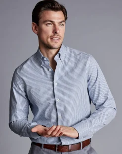 Cheap Charles Tyrwhitt Button-Down Collar Non-Iron Gingham Check Shirt - Blue Royal
