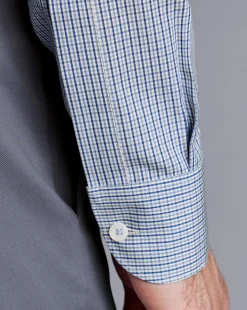 Cheap Charles Tyrwhitt Button-Down Collar Non-Iron Gingham Check Shirt - Blue Royal
