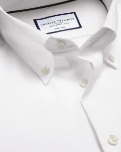 New Charles Tyrwhitt Button-Down Collar Non-Iron Shirt - White
