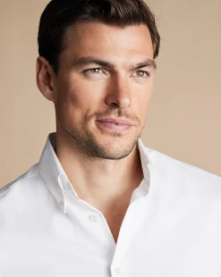 New Charles Tyrwhitt Button-Down Collar Non-Iron Shirt - White