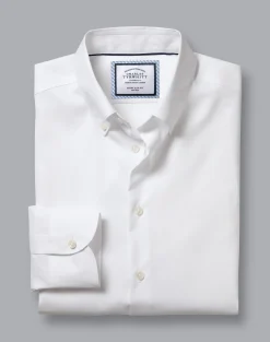 New Charles Tyrwhitt Button-Down Collar Non-Iron Shirt - White