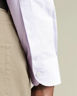 Outlet Charles Tyrwhitt Button-Down Collar Non-Iron Stripe Oxford Shirt - Purple Lilac