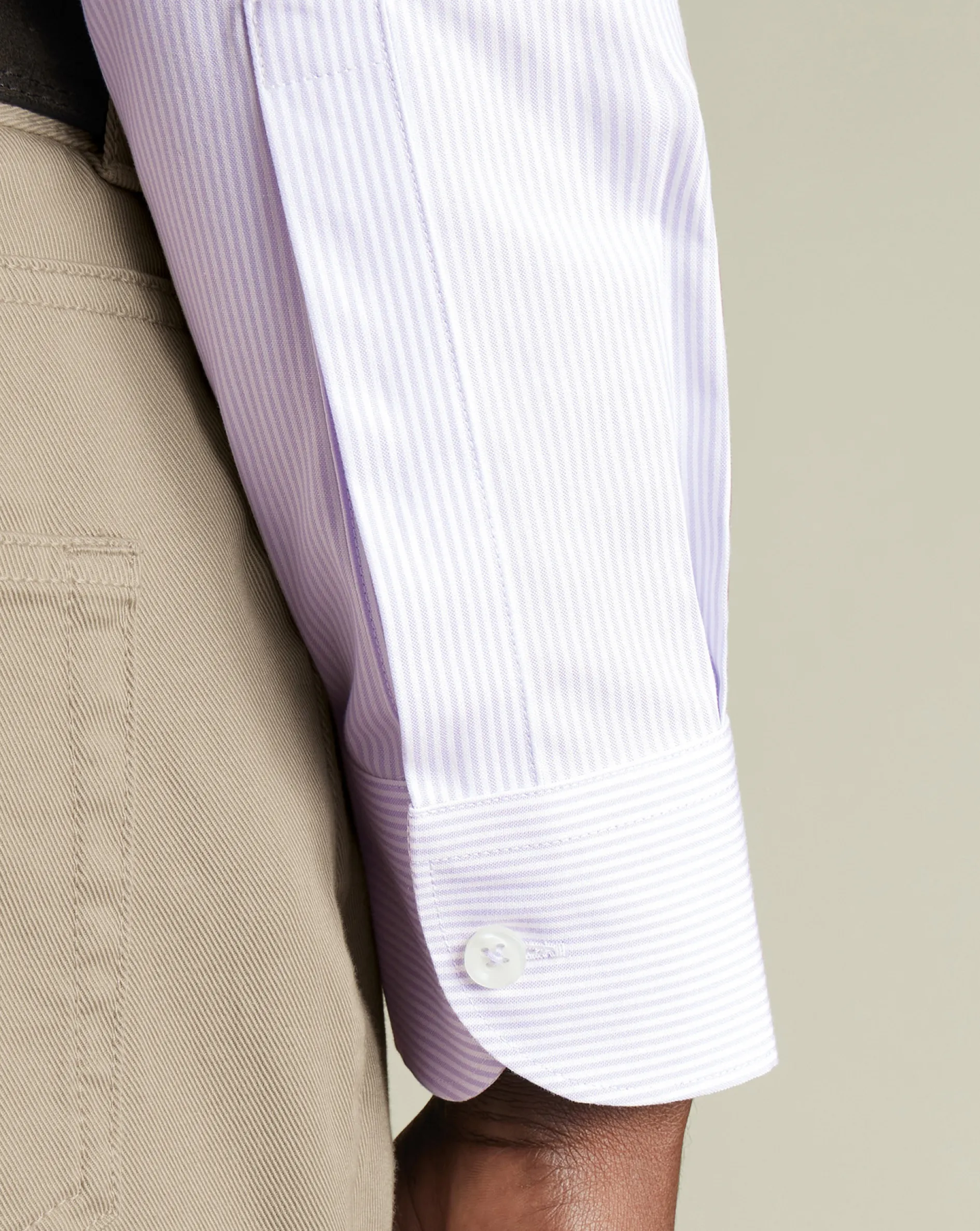 Outlet Charles Tyrwhitt Button-Down Collar Non-Iron Stripe Oxford Shirt - Purple Lilac