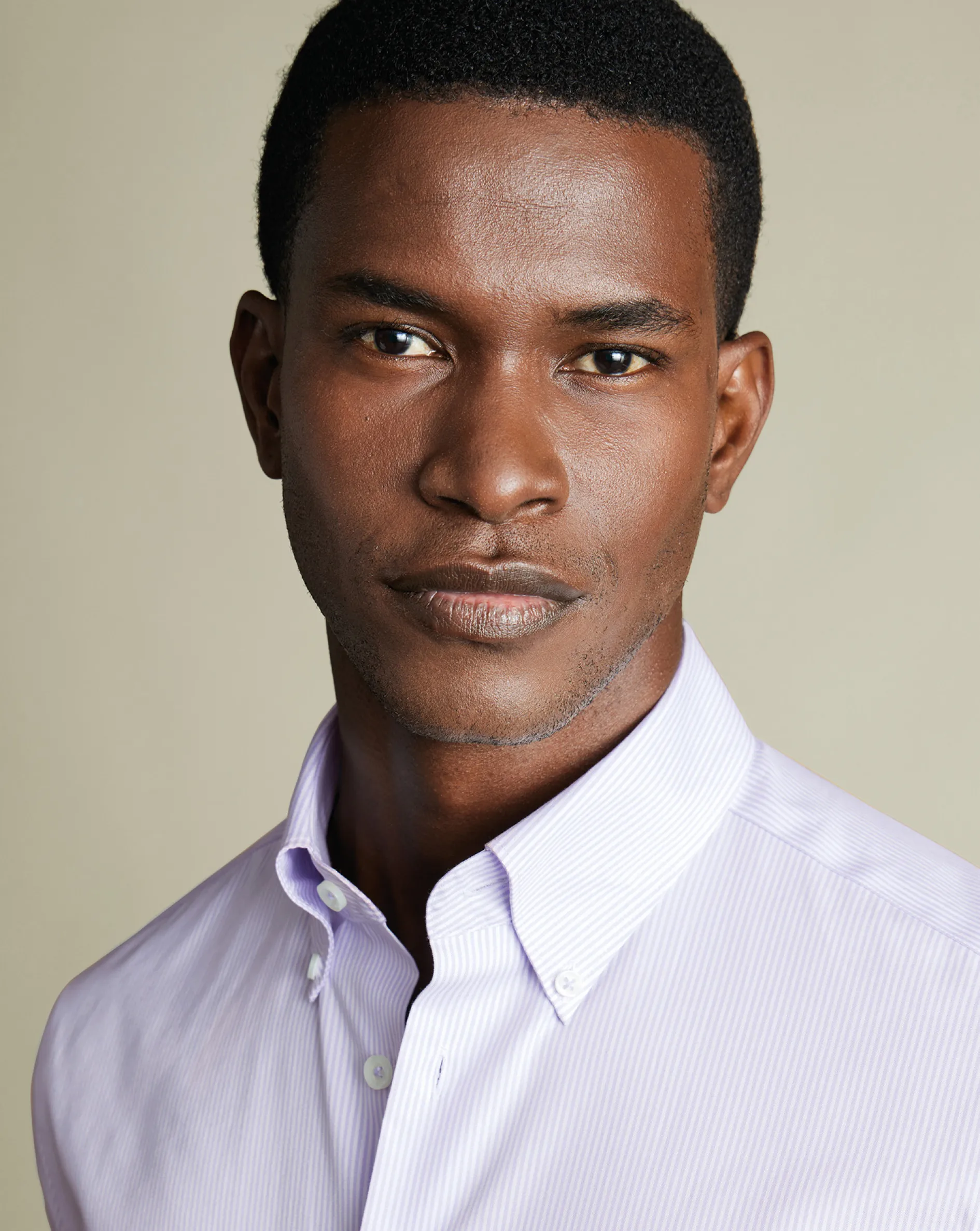 Outlet Charles Tyrwhitt Button-Down Collar Non-Iron Stripe Oxford Shirt - Purple Lilac