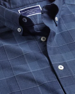 Sale Charles Tyrwhitt Button-Down Collar Non-Iron Twill Multi Check Shirt - Heather Blue
