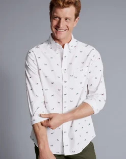Fashion Charles Tyrwhitt Button-Down Collar Non-Iron Hound Print Shirt - Multi Multicoloured