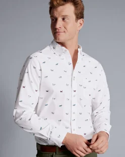 Fashion Charles Tyrwhitt Button-Down Collar Non-Iron Hound Print Shirt - Multi Multicoloured