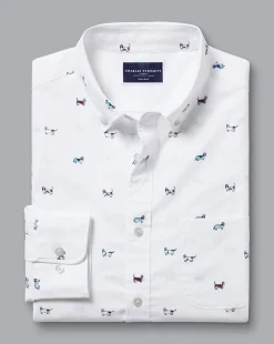 Fashion Charles Tyrwhitt Button-Down Collar Non-Iron Hound Print Shirt - Multi Multicoloured