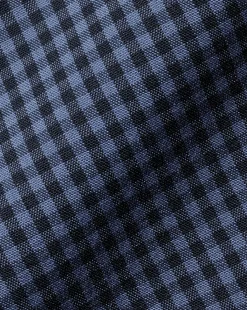 Store Charles Tyrwhitt Button-Down Collar Non-Iron Stretch Poplin Mini Gingham Shirt - Blue Indigo