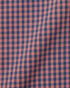 Shop Charles Tyrwhitt Button-Down Collar Non-Iron Stretch Poplin Mini Gingham Shirt - Light Coral Pink