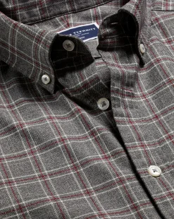 Hot Charles Tyrwhitt Button-Down Collar Non-Iron Twill Triple Windowpane Shirt - Grey