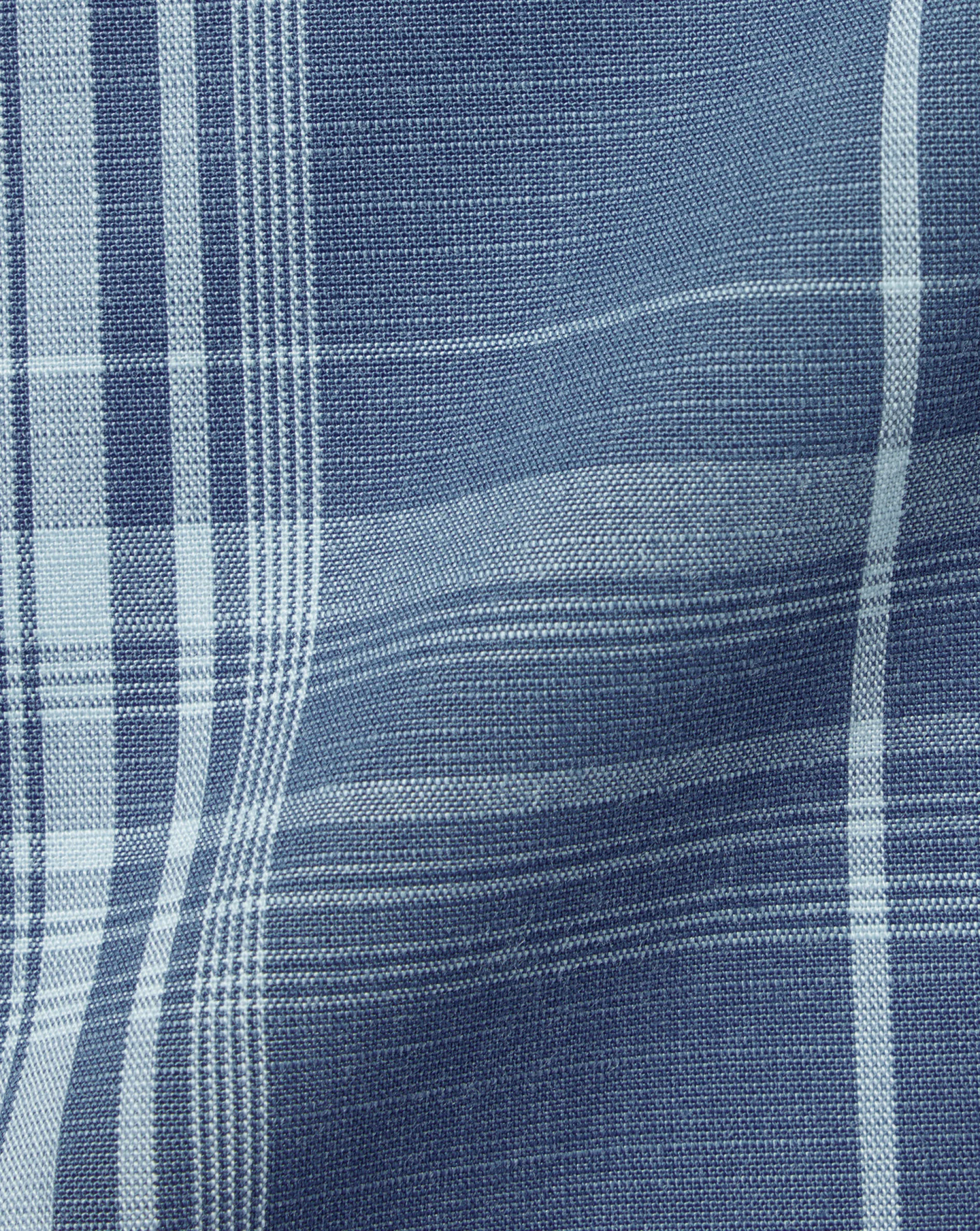Best Sale Charles Tyrwhitt Button-Down Collar Non-Iron Stretch Poplin Slub Multi Check Short Sleeve Shirt - Steel Blue