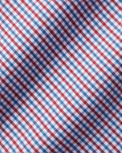 New Charles Tyrwhitt Button-Down Collar Non-Iron Gingham Check Shirt - Red