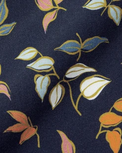Discount Charles Tyrwhitt Button-Down Collar Non-Iron Stretch Poplin Multi Leaf Print Short Sleeve Shirt - Navy