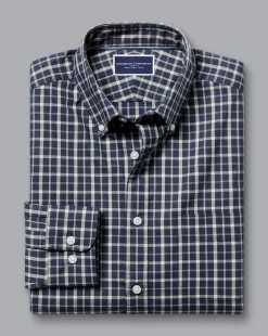 Flash Sale Charles Tyrwhitt Button-Down Collar Non-Iron Stretch Poplin Check Shirt - Navy