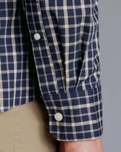 Flash Sale Charles Tyrwhitt Button-Down Collar Non-Iron Stretch Poplin Check Shirt - Navy