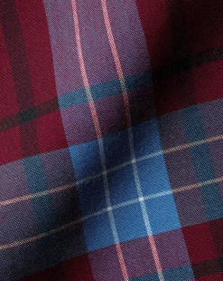 Hot Charles Tyrwhitt Button-Down Collar Non-Iron Stretch Poplin Large Check Shirt - Red
