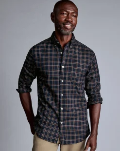 Best Sale Charles Tyrwhitt Button-Down Collar Non-Iron Twill Triple Windowpane Shirt - Burnt Orange